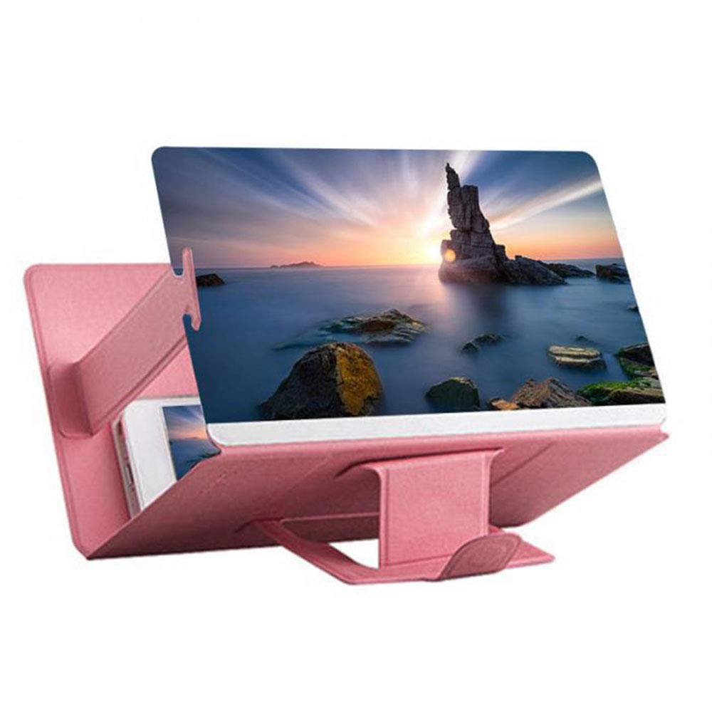 proiettore da tavolo per smartphone, Ingranditore video 3D HD per cellulare, supporto per proiettore, rosa