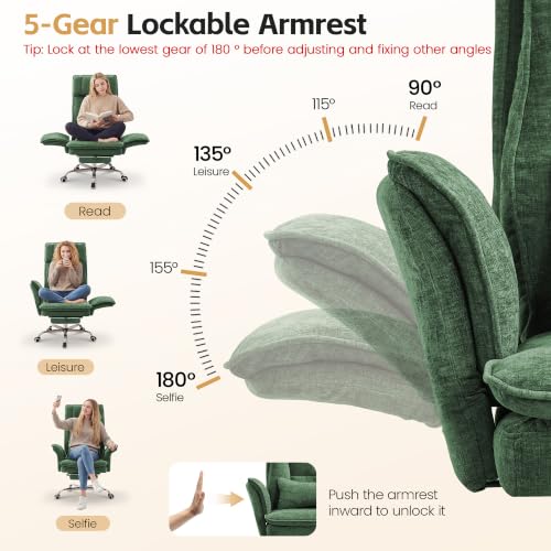 Image of HUBSON Big and Tall Office Chair, Footrest & High Back for Pets, Navy Green