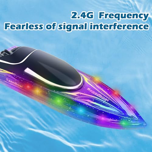 RC Boat with LED Light Changes for Kids and Adults-Remote Control Boat for Pools and Lakes,Rc Battle