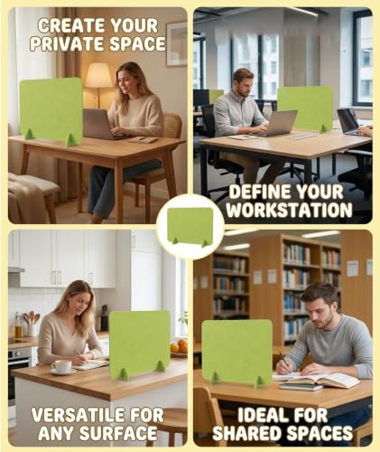 Image of Office Partition, Desk Divider and Desk Privacy Panel, Green Single Panel for Cubicle Privacy, Noise Isolation Office Separator, Simple Space Separating Accessory