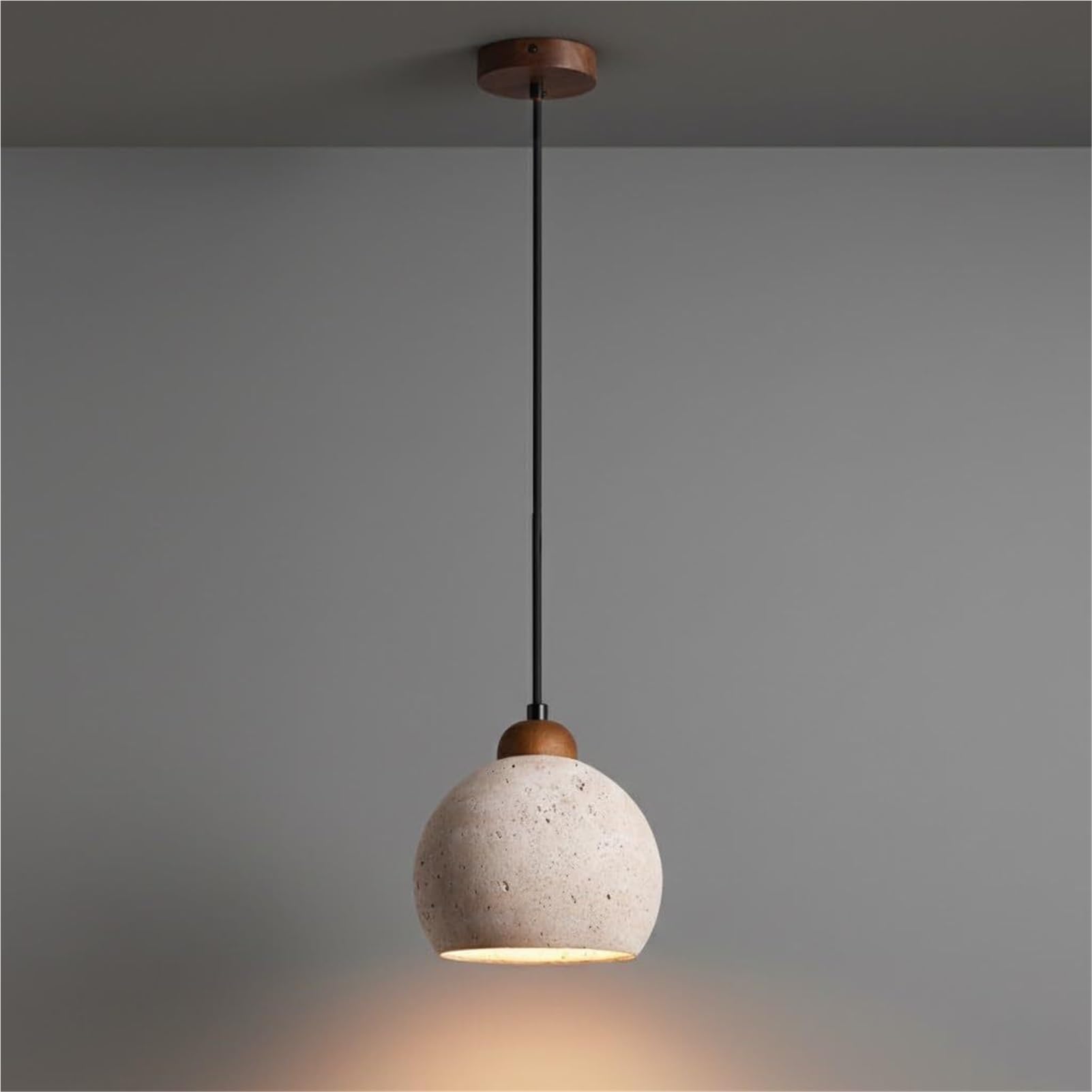 HUAYUSEDF Retro Cream Travertine Pendant Lamp Chandelier Hanging Lighting Ceiling Fixture Vintage Stone Minimalist for Bedroom Kitchen Island Cafe Bedside