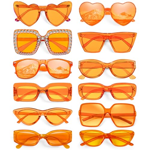 Pibupibu 12 Pack Mixed Style Party Sunglasses Bulk Classic Retro Y2K Glasses Funky Eyewear Costume Accessories - Main Image