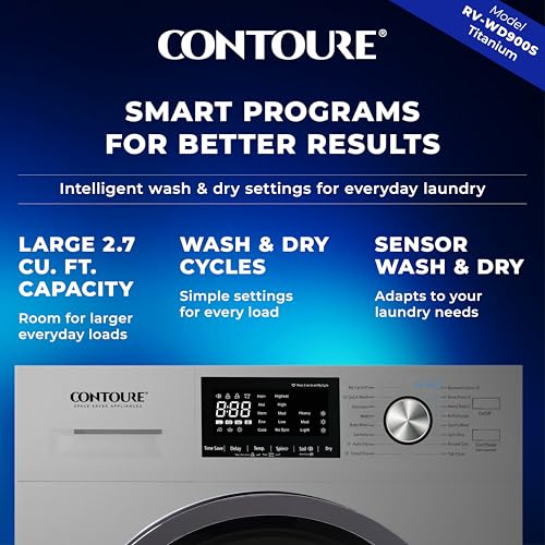 Image of Contoure 2.7 Cu. Ft. Washer Dryer Combo with Steam, Ventless All-in-One RV Washing Machine, Compact Apartment Size, Titanium Finish, 120V (RV-WD900S)