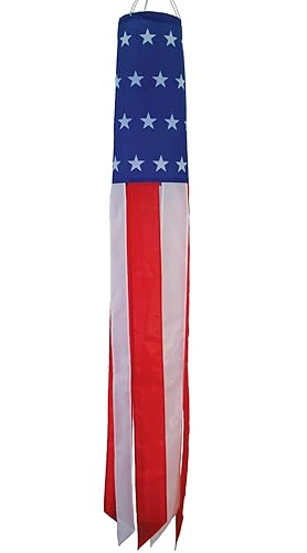In the Breeze Stars and Stripes - 50 Inch Windsock - Patriotic Hanging Decoration - Red, White and Blue (4929) - 50 Inch