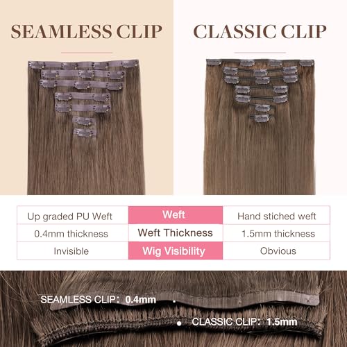 Image of GOO GOO Seamless Clip in Hair Extensions Real Human Hair Remy Extensions