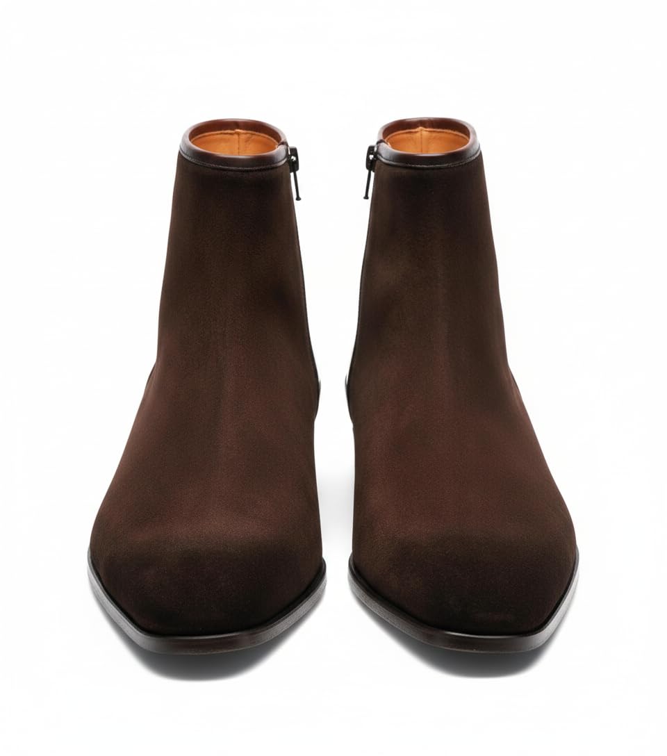 Men’s Dark Brown Chelsea Boots | Handcrafted Premium Leather Ankle Boots for Men | Side Zip Formal Dress Boots | Luxury Mid-Ankle Chelsea Boot-image-14