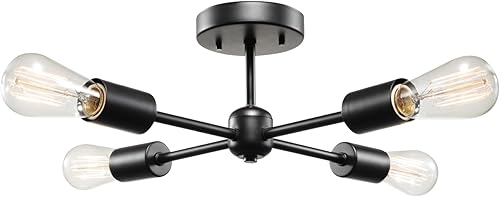 Miniatura 15 de Globe Electric 66000073 Lámpara de techo con brazo ajustable de montaje semiempotrado de 4 luces, latón mate, brazos giratorios, accesorios de