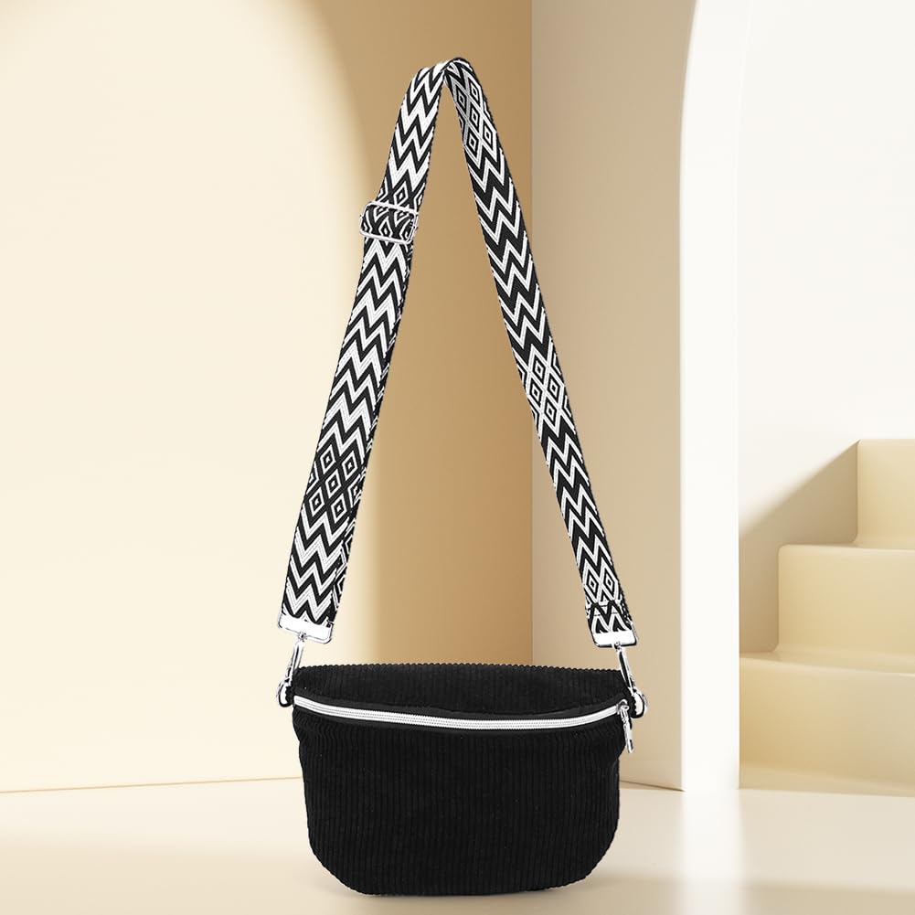 Sac banane en velours côtelé avec sangle réglable, sac de poitrine pour homme et femme