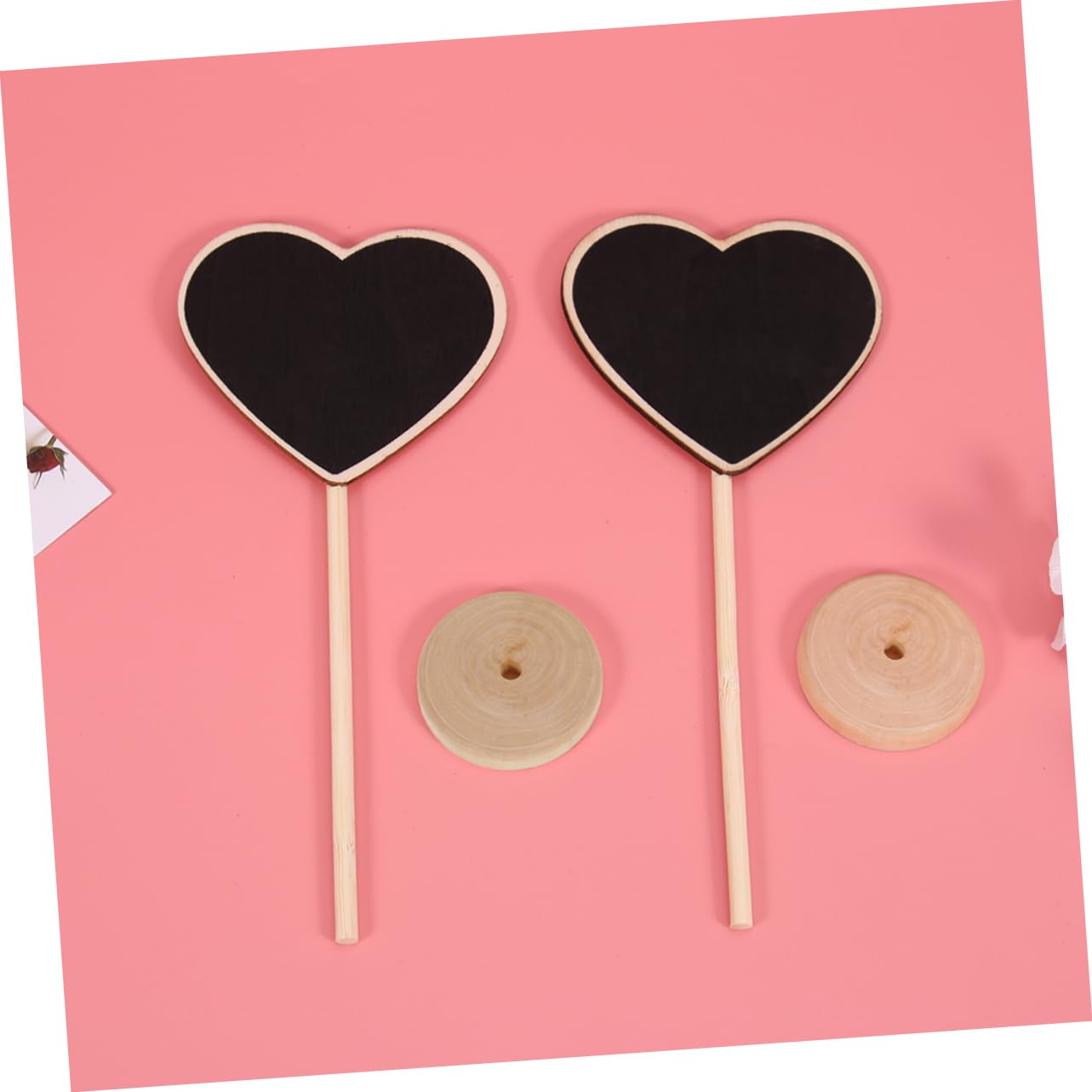 Lot De 10 Mini Tableaux Noirs Cœur En Bois - Avec Socle - Pour Messages De Fête, Décoration événement - 2