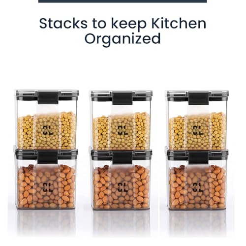 Image of Lock Container Plastic Jar Set of 6 (700 Ml Each) | Airtight Lock Mechanism Kitchen Storage Containers | BPA Free Food Grade Organizer Boxes for Tea, Coffee, Sugar, Dry Fruits
