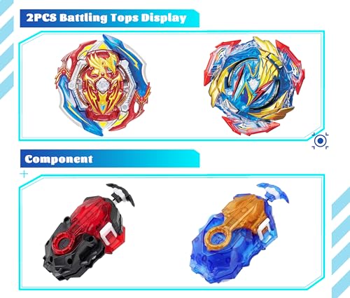 Gytobytle 193 & 201 Bey Kampfkreisel Metal Fusion Blade Kreisel Set mit Launcher Griff Valtryek Achilles (Anfänger)