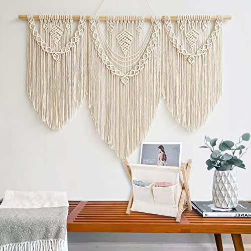 Lyroo Bohemian Magazine Rack Macrame Magazine Book Basket Magazine Holder Bathroom Boho Home Decor For Bathroom Living Room, Office, Nursery #TOP4