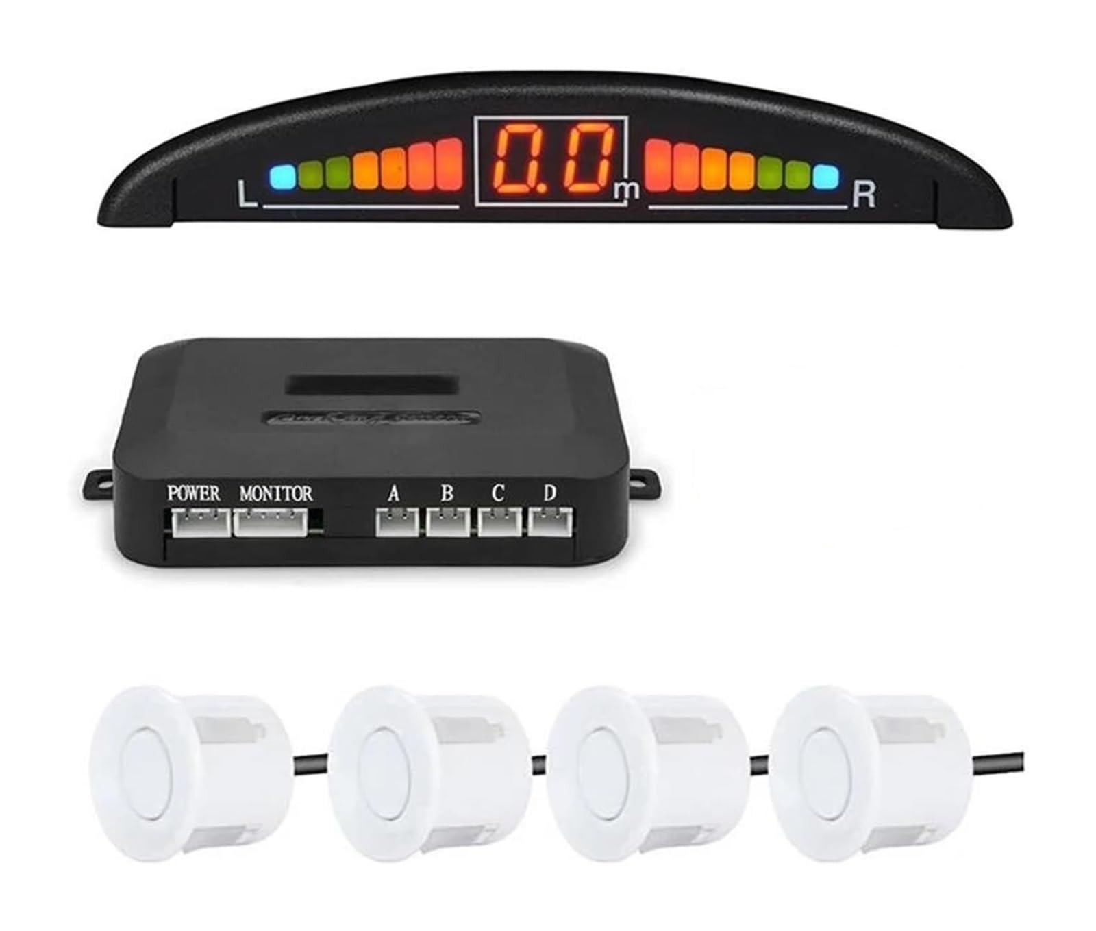 Kit de sensores de estacionamiento con Pantalla Digital precisa y Alarma de obstáculos Parktronic 4 (Azul).