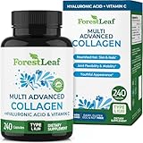 ForestLeaf Multi Collagen Pills - Collagen Men & Collagen Women - Hydrolyzed Collagen Supplements with Vitamin C & Hyaluronic Acid - Collagen Capsules for Hair, Skin & Nails (240 Peptide Capsules)