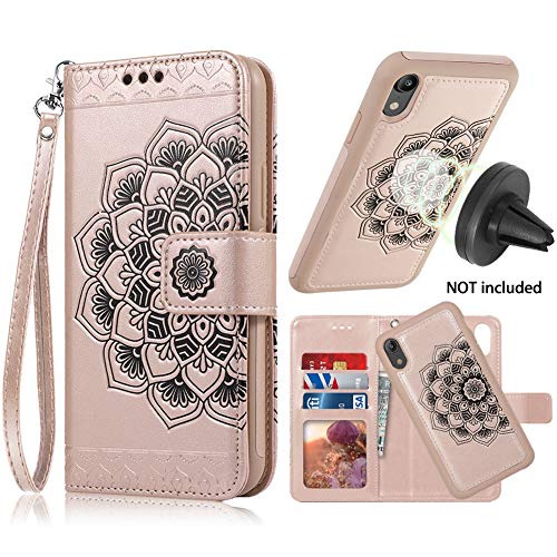 iPhone XR Case, iPhone XR Wallet Case with Detachable Slim Case, Card Solts
