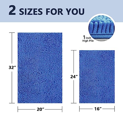 Image of BOANKODU Bathroom Rugs Sets 2 Piece, Extra Soft Chenille Bath Mat Absorbent Bathroom Rug, Bathroom Mat with PVC Non-Slip Bottom, Machine Washable Bath Rugs (32x20 Inch + 24x16 Inch, Snow Cyan)