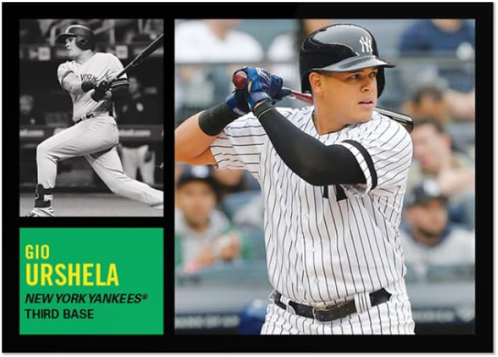 2019 Topps Throwback Thursday Baseball #118 Gio Urshela New York Yankees 1962 Topps Football Design ONLINE EXCLUSIVE PRINT RUN 1194