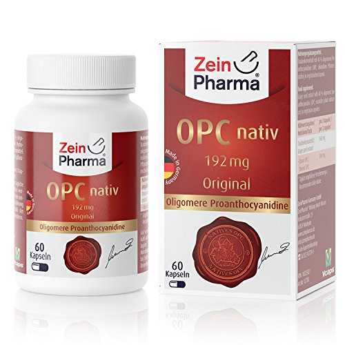 ZeinPharma Extrait de pépins de raisin OPC 192 mg • 60 gélules (alimentation 1 mois) • Sans gluten, végétalien, kosher et halal • Fabriqué en Allemagne Cover