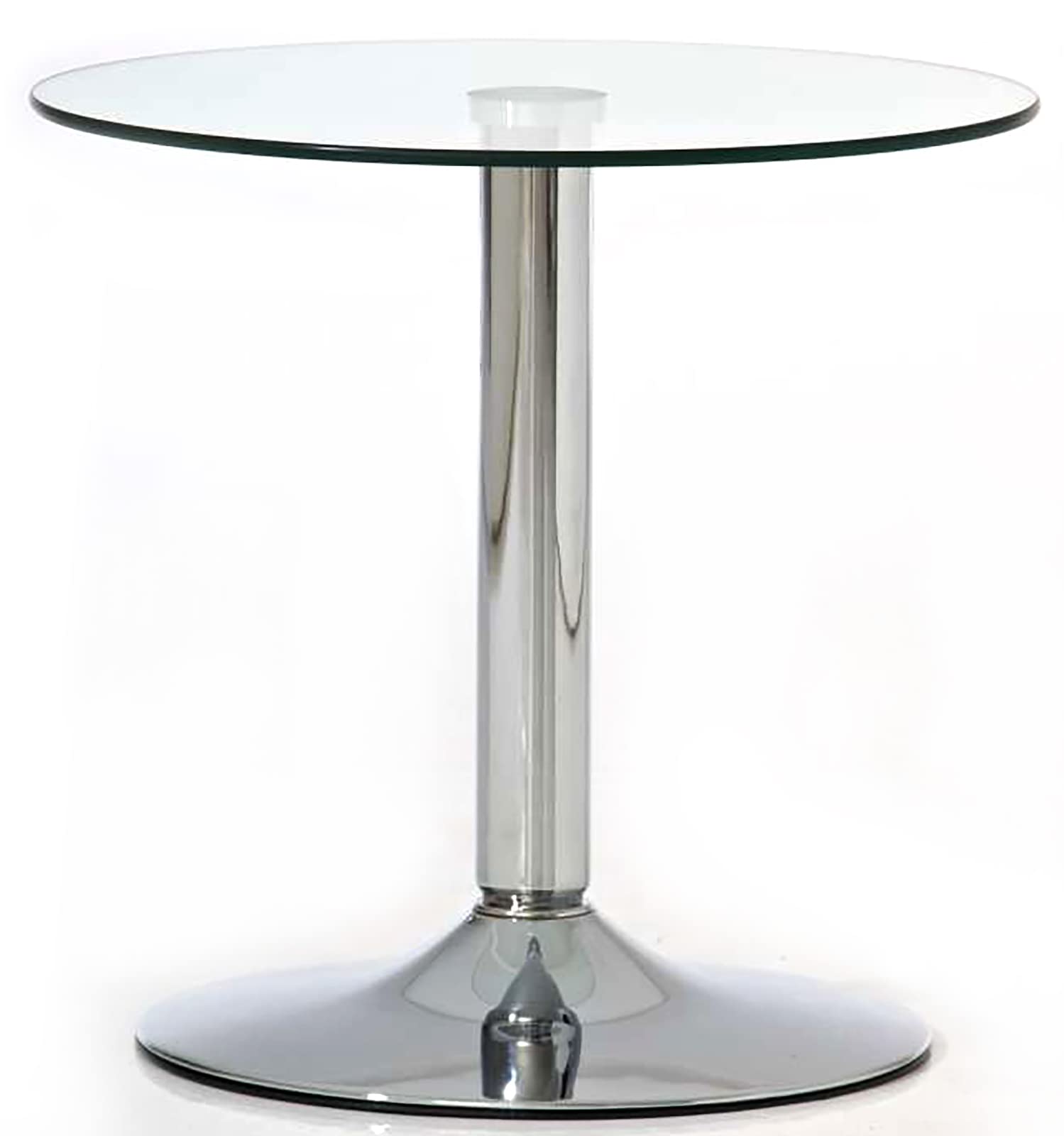 CLP Tavolino Tondo In Vetro Di Sicurezza Ikarus I Tavolino Da Appoggio Con Telaio In Metallo Cromato Ø 50 CM I Altezza 48 CM, Colore:vetro trasparente
