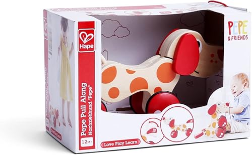 Miniatura 4 de Hape - Perrito de madera para jalar  Juguete galardonado de empujar-jalar para que los niños pequeños puedan sentarse ponerse de pie y rodar Ruedas