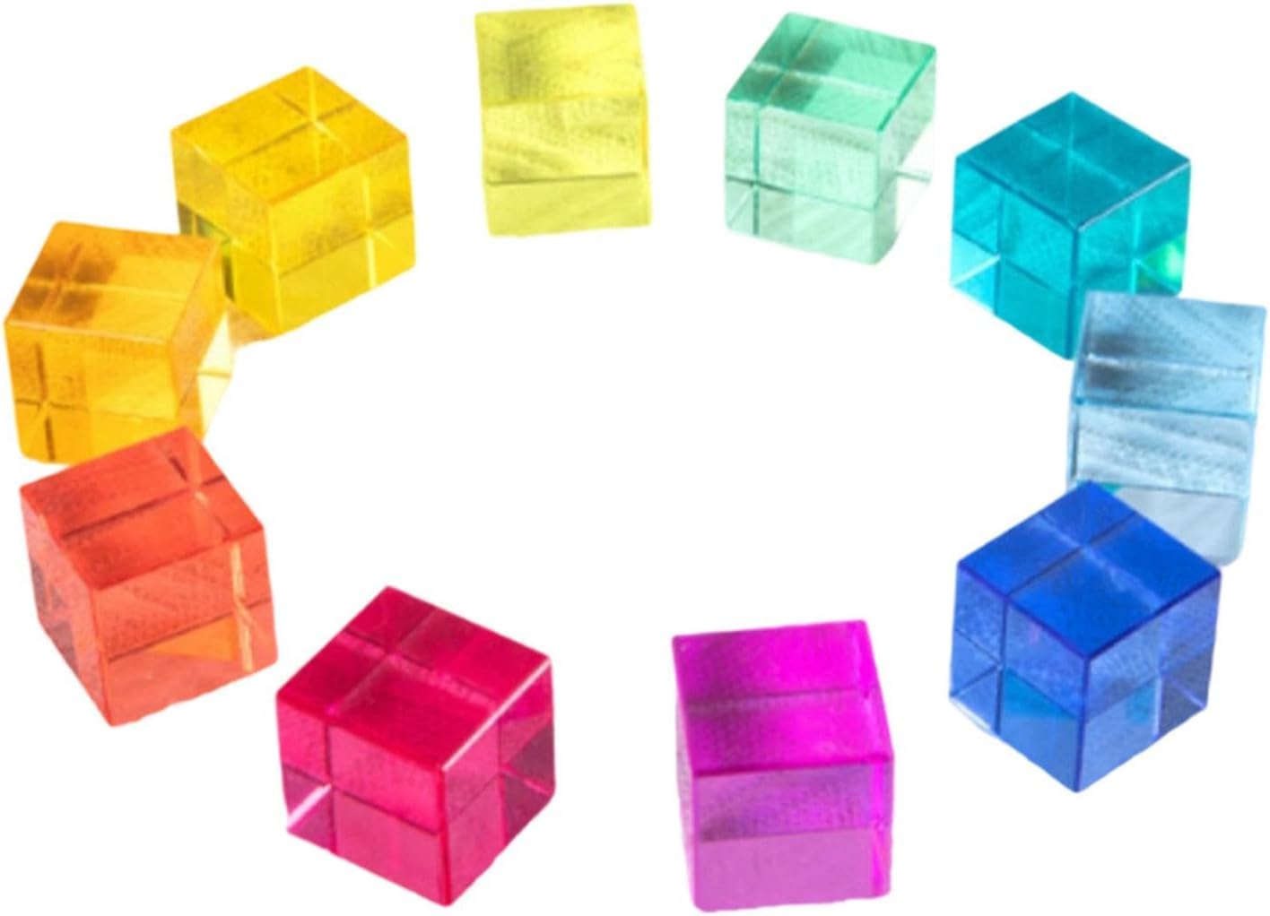 SPSMOKH Rainbow Acrylic Gem Cubes, Translucent Sensory Building Blocks, Educational Stacking Toys for Kids Toddlers, Perfect for Christmas Birthday Gifts (10 Pcs cubes)