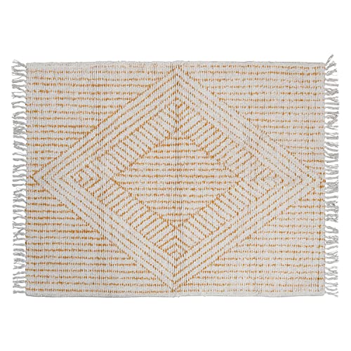 Creative Co-Op Creative Co-Op Stonewashed Cotton Tufted Rug with Diamond