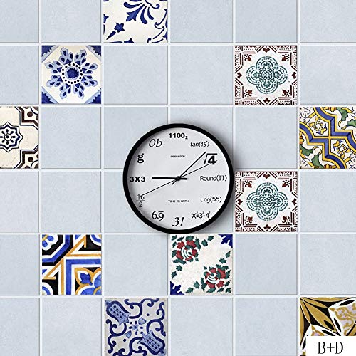 RAN-ART MW Adhesivos para Azulejos para Cocina, Retro, Azul y Blanco, Adhesivos para Azulejos de PVC - Azulejos de Pared Autoadhesivos para Baño y Backsplash Extraíbles Decoración del Hogar 20 x 100