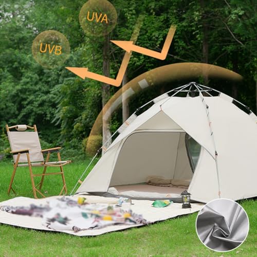 Carpa para 3-4 personas beige ligera y fácil de montar miniatura 3