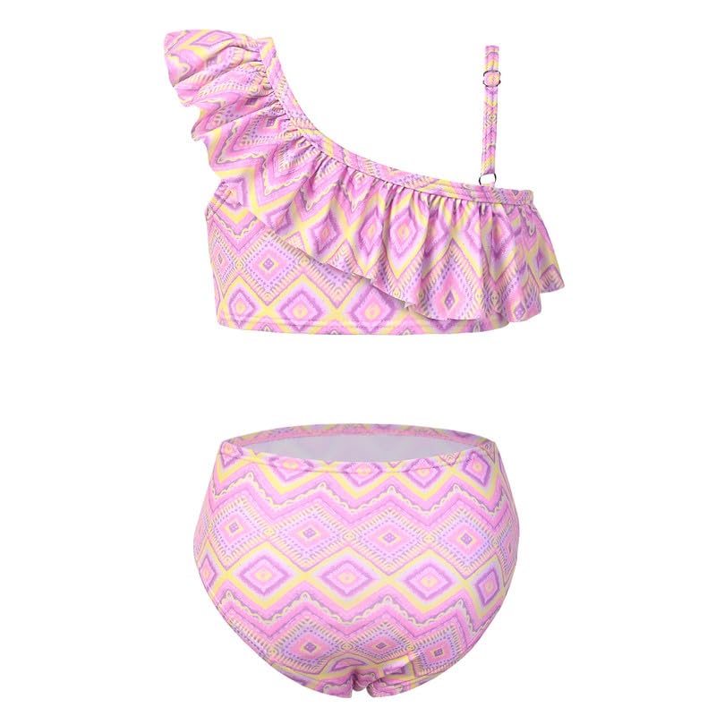 Jxstar One Shoulder Swimsuits for Girls Two Piece Ruffle Bathing Suits Beach Pool Clothes2