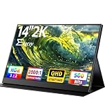 EVICIV 14" Portable Monitor, 2K QHD 500 Nits Travel Display w/Speakers, USB-C Mini HDMI 3:2 IPS External Screen, Ultra-Slim Plug & Play Small Second Monitor for Laptop/PC/Phone/Game Console