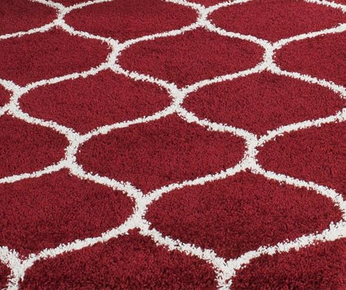 Image of Carpet for Hallway, Kitchen, and Modern InteriorsCarpetCozy Shag Runner for Living Room, Bedroom & Office Decor ETC Size 2x8 feet, Patten-Solid Red M