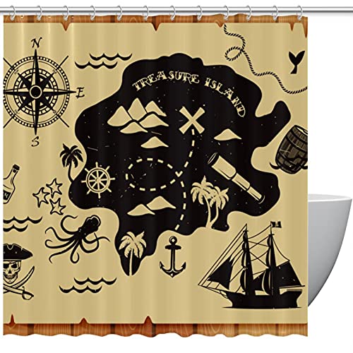 Rideau de douche imperméable boussole contre les éclaboussures 183x183cm - 2