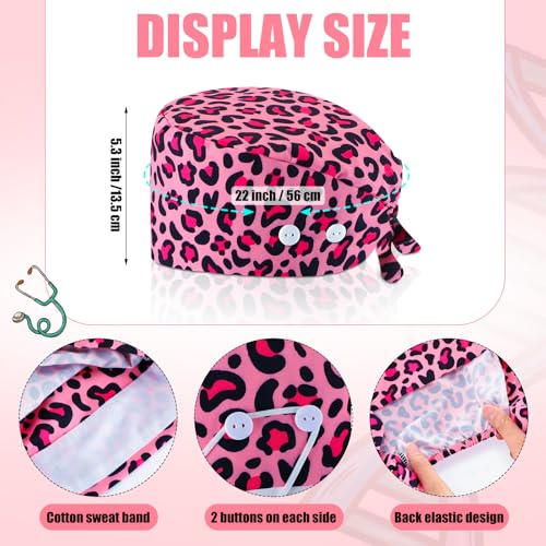 Image of Unittype 4 Pcs Nurse Caps for Women Nursing Working Caps with Button and Sweatband Adjustable Elastic Scrub Hats for Dentist