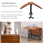 Multifunction Table Drop Leaf Dining Table - 47" Wooden Foldable Kitchen Table with 6 Wheels (Brown) - Image 4