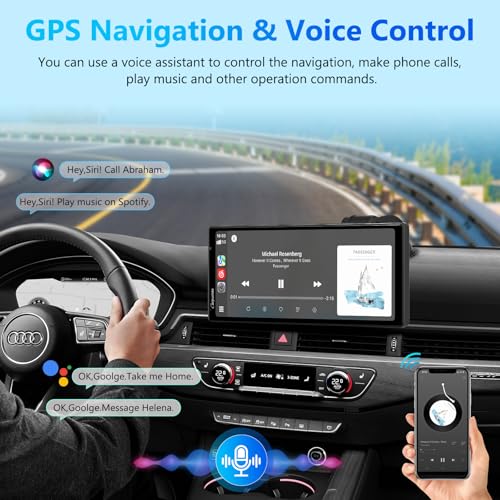 Image of CARPURIDE 10.26 Inch HD Wireless Carplay & Android Auto Screen, 4K+1080P+1080P Dash Camera for Cars with 64GB Card, with Loop Recording, Bluetooth, GPS, FM, Super Link