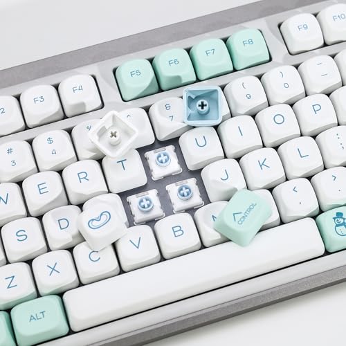 Image of KBDiy Snow Mountain KOA Profile Keycaps Set,Dye-Sublimation PBT Blue Custom Keyboard Keycap,138 Keys Cap Set for Cherry Gateron MX Switches Mechanical
