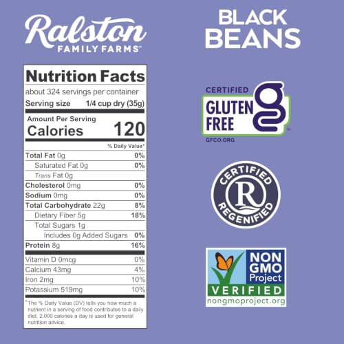 Image of Ralston Family Farms Regenerative Black Beans 25 lb Bucket, Bulk Dried Black Beans for Long Term Food Storage, Gluten Free, High Protein and Fiber