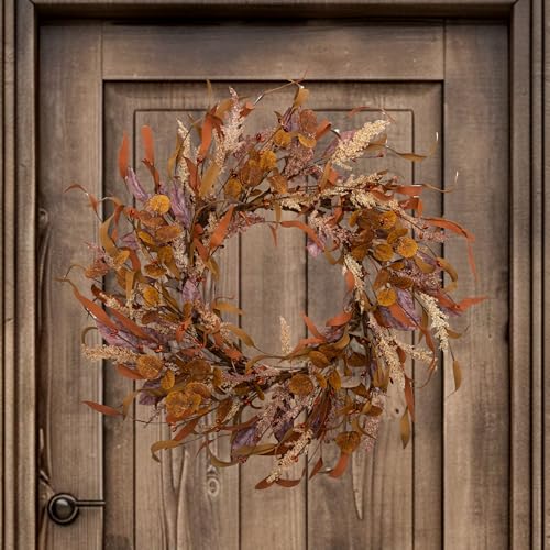 Vgia 18 Inch Fall Wreath For Front Door Autumn Door Wreath Fall Decorations With Artificial Fall Grass Fall Leaves Wreath For Autumn Harvest Thanksgiving Home Decor thumb #5