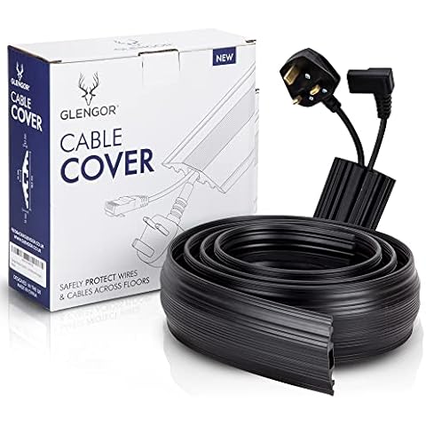 Glengor Medium Duty Floor Cable Cover/Cable Protector | Protect Cables & Prevent Trip Hazards | 2m Length | Black | Perfect for Offices, Retail, Gyms, Factories and Garages Cover