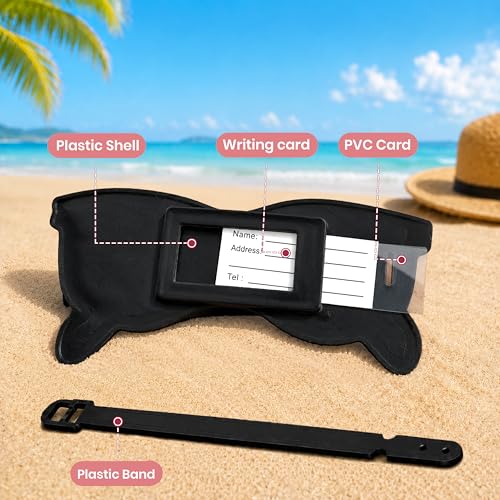 Image of Storite Pack of 2 Luggage Tags with Black Silicon Strap (Pink)