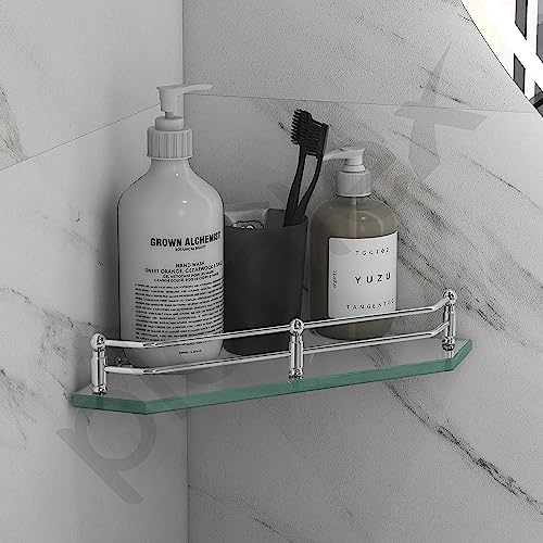 Plantex Diamond Glass Shelf for Bathroom/Kitchen Corner Shelf Wall Storage Shelf - Bathroom Accessories for Home Decor (9x9 Inches) (Transparent - Pack of 1) (Image - 6)