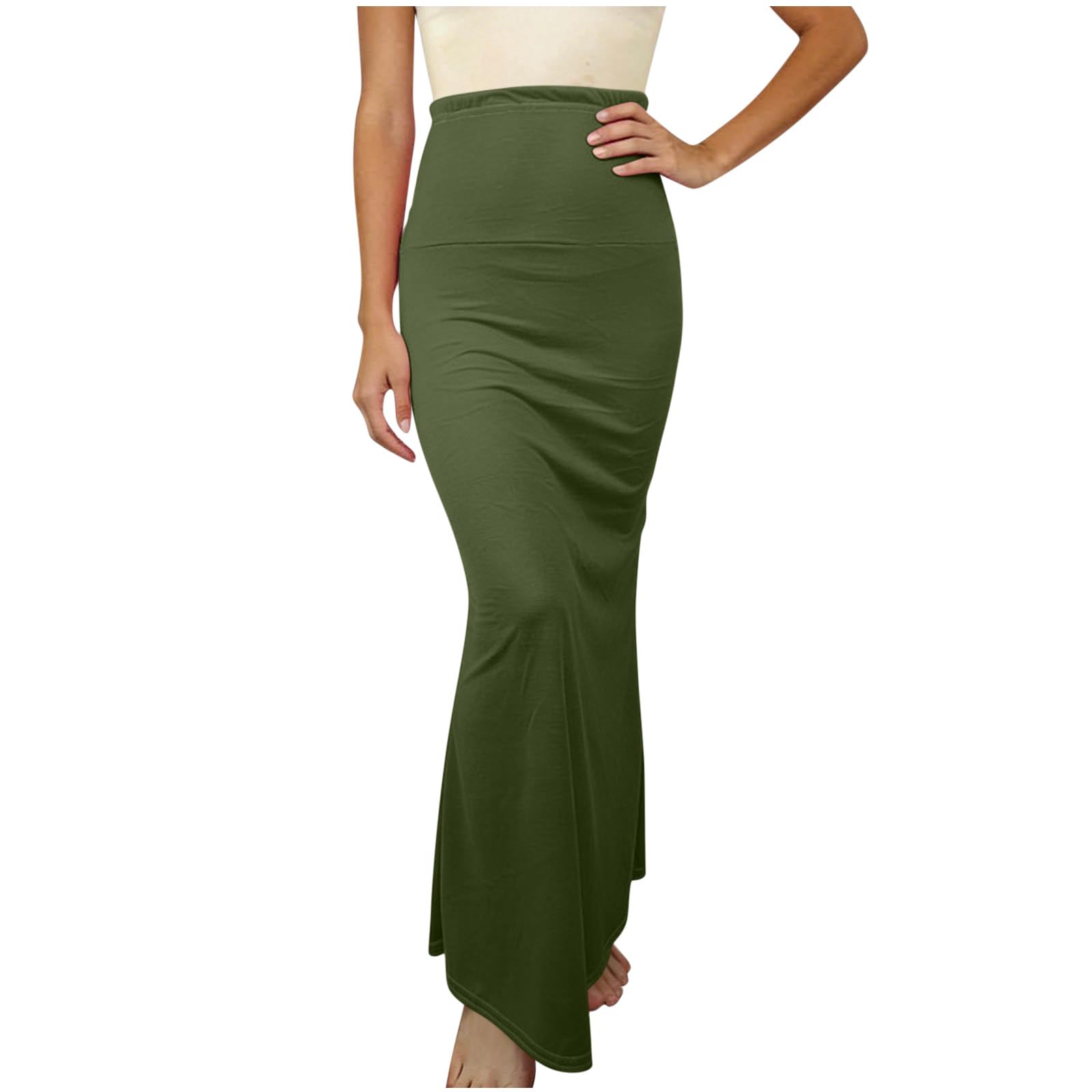 Womens Trendy Bodycon Maxi Skirts Casual Boho Dressy High Waisted Elastic Waist Pencil Long Midi Skirts