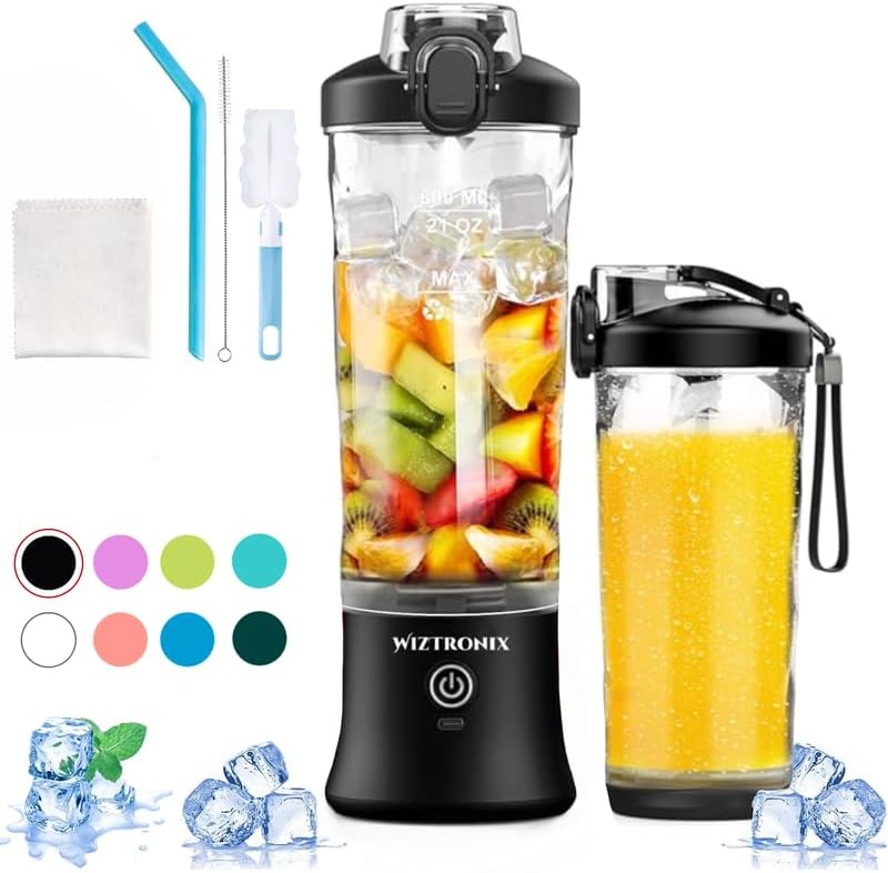 Licuadora portátil para batidos y batidos Mini licuadora personal de 20 oz USB recargable licuadora de viaje con 6 cuchillas - verde oscuro