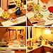 Spilay Dollhouse Miniature with Furniture,DIY Dollhouse Kit Mini Modern Kitchen Home Model with Music Box ,1:24 Scale 3D Puzzle Creative Room Toys Best Christmas Birthday Gift for Lovers and Children