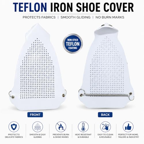 Image of Ironing Shoe Cover | Teflon Iron Sole Protector | Ironing Accessory | Safe Slip-On Cover for Electric Steam & Dry Irons | Universal Size