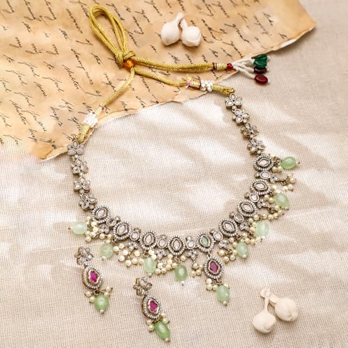 Image of Rubans AD Zircon Designer Drop Necklace Set for Women Stylish