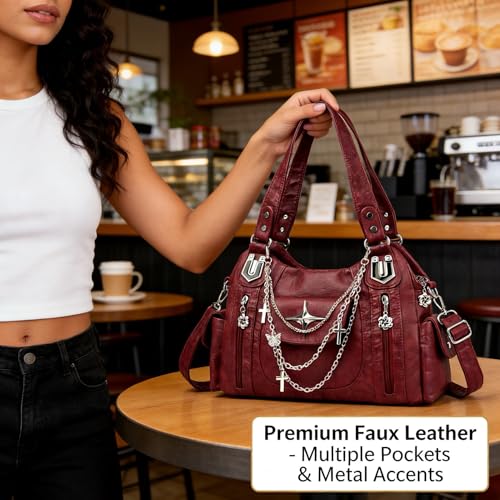 Bolso Hobo Vintage Mujer LY&SQ de Cuero Sintético miniatura 2