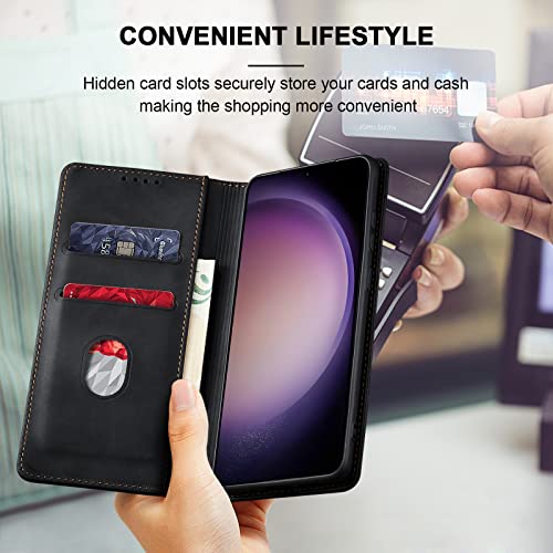 Image of Jasonyu Flip Wallet Case for Samsung Galaxy S23 Plus /S23+,Black