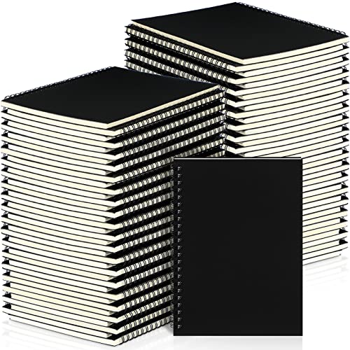 Image of Yahenda 54 Pcs Spiral Notebook Bulk A5 Journal Lined 8.3'' x 5.5'' Writing Composition Paper Small Notepad Subject Notebook for Students Office Business Back to School Supplies (Black)