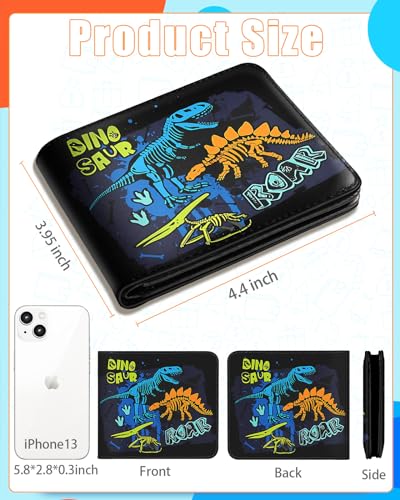 Image of Bistup Boys Wallet Cute Leather Bifold Wallet for Teen Boys Cool Cartoon Credit Card Cash Holder Rfid Blocking Color Animals Bi Fold Small Wallets With Coin Pocket Id Window Slim for Teens Little Boy